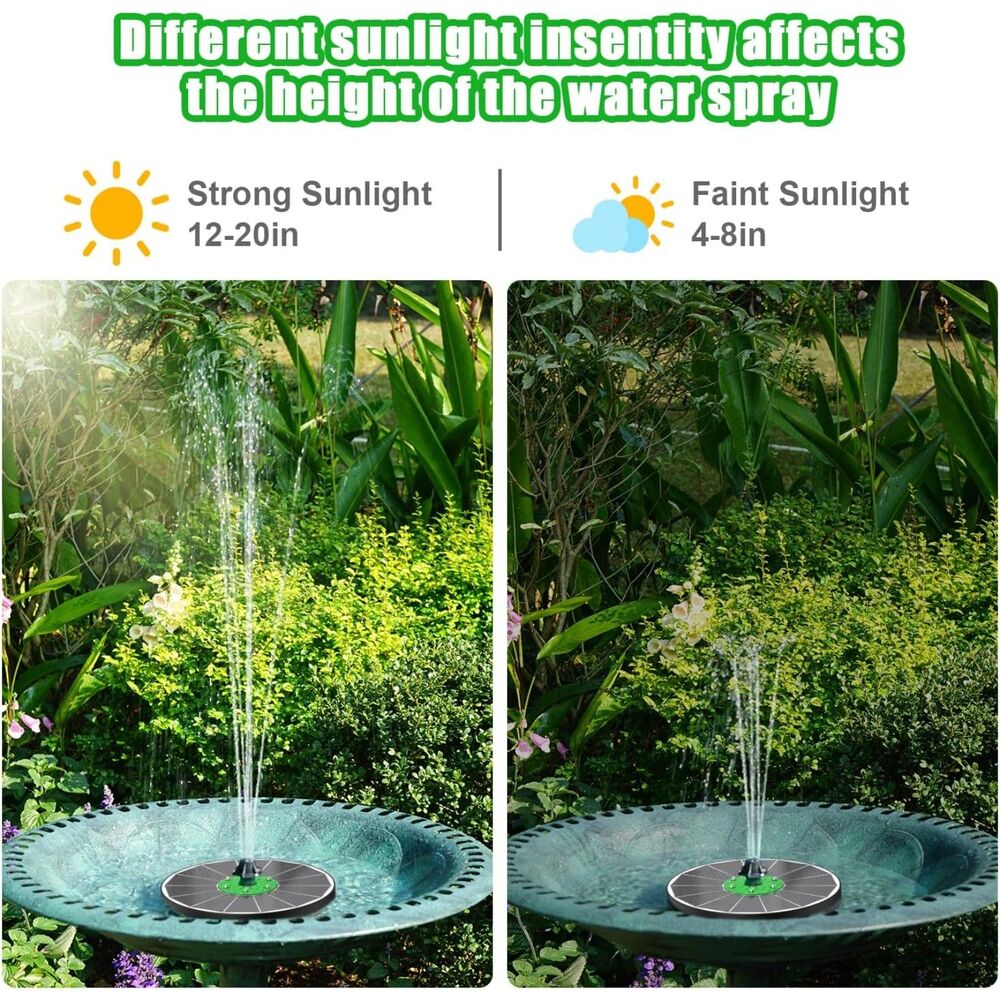 3.5W Solar Fountain Glass Floating 2200mAh Battery LED Bird Bath